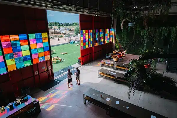 Anywhere 36-2×3 An event is set up in a large hanger