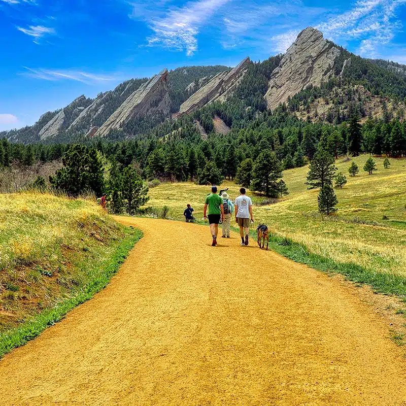 boulder_577473212 Visitors to Boulder, Colorado, often visit the Flatirons, stunning rock formations on the southwest side of town